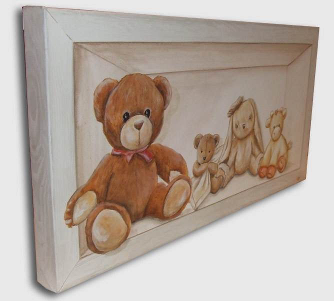 Tableau Peluches en trompe l oeil  Boutique www.baby 