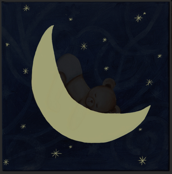 Tableau nounours sur la lune