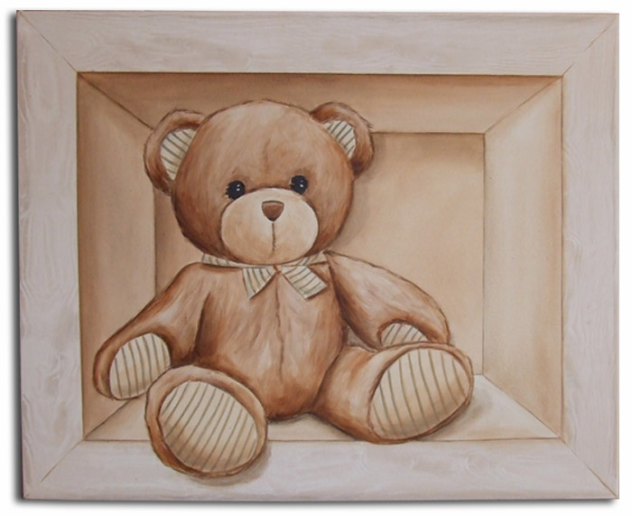 Tableau pour chambre de bébé,tableau peint en trompe l`oeil,décoration murale pour chambre de bébé,un idée originale pour un cadeau de naissance,tableau peint à la main pour enfant,tableau pour chambr