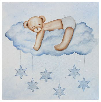 Tableau nounours sur nuage